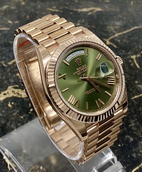 rose gold rolex green